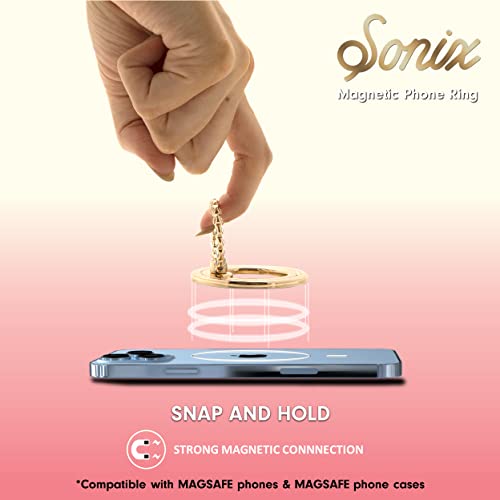 Sonix Magnetic Phone Grip and Phone Ring Holder - Compatible with MagSafe - Rotatable Kickstand and Phone Holder for iPhone 16, 15, 14, 13, 12 Series - Silver/Clear Rhinestone - color: Silver / Clear Rhinestone