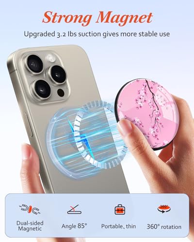 Magnetic Phone Grip, Cute Finger Grip Phone Stand, Blossom - color: Blossom