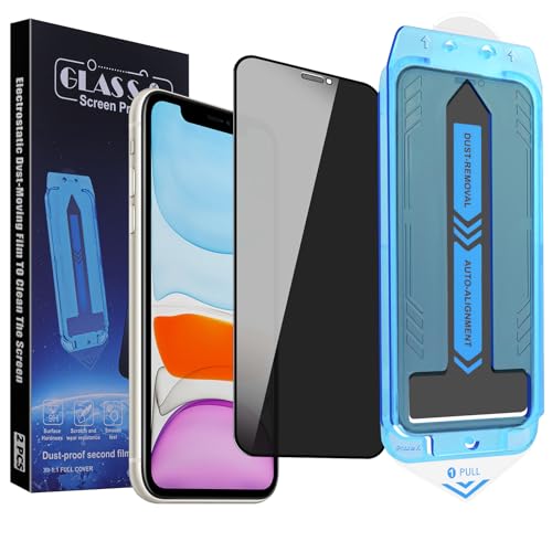 2-Pack Privacy Screen Protector for iPhone 11 Pro and iPhone XS and iPhone X 5.8-Inch, 9H Tempered Glass, Full Coverage, Anti-Fingerprint, Auto Dust-Elimination, No Bubble, Easy Installation - size: for iPhone X/iPhone XS/iPhone 11 Pro