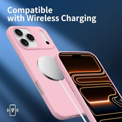 Compatible with iPhone 17 Pro Max Case, Shockproof Liquid Silicone Protective Phone Case with Soft Anti-Scratch Microfiber Lining Ultra Slim Drop Protection Phone Cover (Pink) - color: Pink, size: for iPhone 17 Pro Max