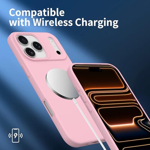 Compatible with iPhone 17 Pro Case, Shockproof Liquid Silicone Protective Phone Case with Soft Anti-Scratch Microfiber Lining Ultra Slim Drop Protection Phone Cover(Pink) - color: Pink, size: for iPhone 17 Pro