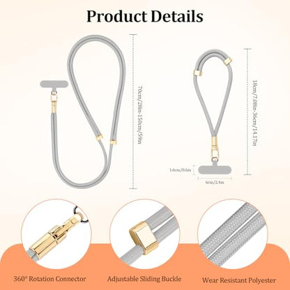 Dadanism Universal Phone Lanyard Set, Silver Gray - color: Silver Gray, style: Set