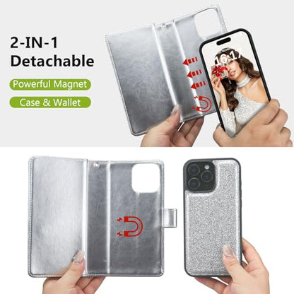 Varikke for iPhone 13 Pro Max Case Wallet Magnetic Detachable, Silver - color: (Standard) Silver, size: iPhone 13 Pro Max 6.7"