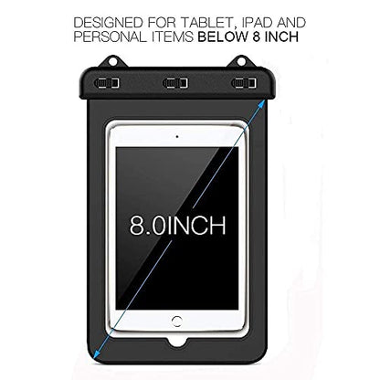 8 inch Waterproof Tablet Case, Tablet Pouch Dry Bag with Lanyard for iPad mini 2019/4 / 3/2, Galaxy Tab A / S2 / Tab E 8.0", ASUS ZenPad, Fire HD 8/7, Lenovo Tab M8, up to 8 inch - size: Tablets up to 8 inch