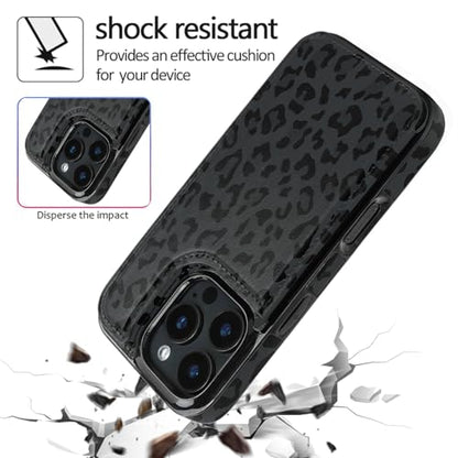 Compatible with iPhone 16 Pro Wallet Case with Card Holder, Back Flip Folio PU Leather Kickstand Card Slots Case for Women Girls, Double Magnetic Clasp Cover 6.3" (Black Leopard) - color: Black Leopard, size: iPhone 16 Pro 6.3 inch