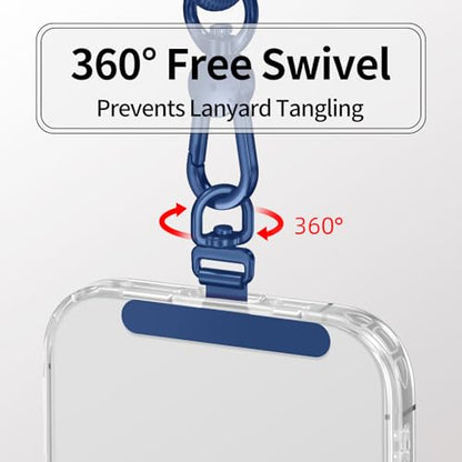 saxsion Phone Tether Tab & Lanyard Tab, 360° Swivel Clip - Ultra Thin Stainless Steel Universal Patch for All Phone Cases - color: Sapphire Blue*2