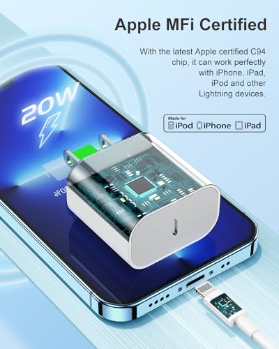 Susnwere 2Pack iPhone Charger Fast Charging,20W Fast PD USB C Wall Charger Adapter with 10Ft USB C to Lightning Cable Compatible for iPhone 14/14 Plus/14 Pro/14 Pro Max/13/ White - color: Grey, size: 10FT