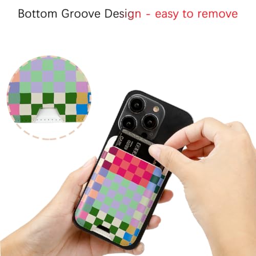 for MagSafe Wallet,Magnetic Card Holder for Phone Case - color: Colorful Checkerboard