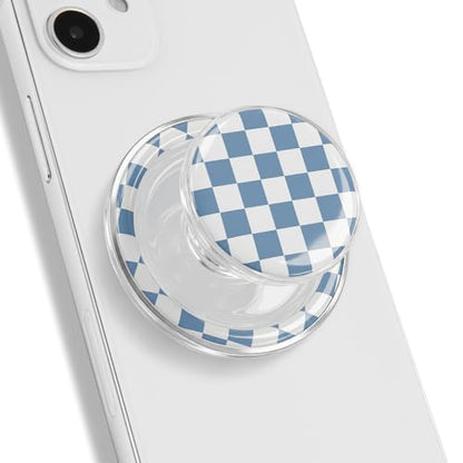 Trendy Magnetic Checkerboard Phone Grip - Sleek, Expandable, Collapsible - Non-Slip, Durable, Universal Fit - Ideal for Style-Conscious Users (Blue)