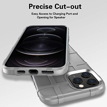 Rugged Shield TPU Thick Solid Armor Tactical Protective Case Compatible with iPhone 12 Pro Max (6.7 inches) - Concrete Grey - color: Concrete Grey, size: iPhone 12 Pro Max