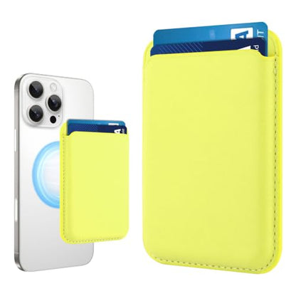 Compatible with MagSafe Wallet, Leather TPU Protective, Yellow - color: Yellow