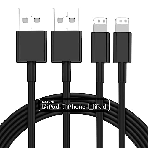6 ft iPhone Charger 2pack, [Apple MFi Certified] USB to Lightning Cable 6ft, iPhone Charger Cord 6 Foot, 6 Feet Super Fast Apple Charging Cable for iPhone 14/13/12/11/Pro Max/X/XR/XS, 8/7, Black - color: Black, size: 6ft