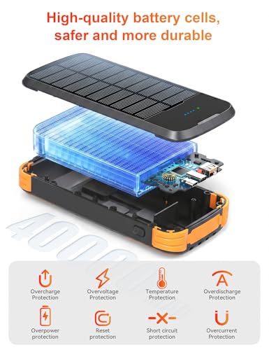 Solar Power Bank 40000mAh PD20W Fast Charging Portable Solar Charger - color: Orange