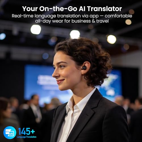TOZO T18 AI Translation Wireless Earbuds Realtime IPX8 Bluetooth Headphones - color: Dark Black