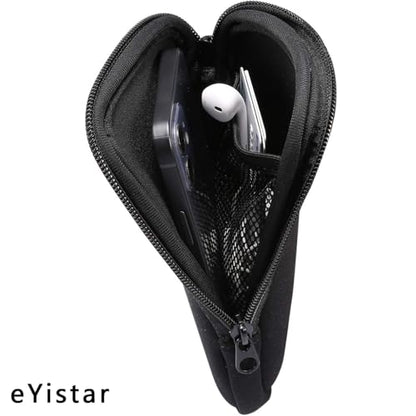 Neoprene Shock Absorbing Proof Pouch Large Cell Phone Sleeve Case Cover w Zipper/Neck Strap for iPhone 14 Plus Samsung Galaxy Note20 Ultra S22 Ultra A13 A03 A23 Moto G Power 2022 LG Stylo 6 (Black)