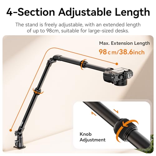 ULANZI ZJ02 Camera Desk Mount Stand Overhead Magic Articulating Arm