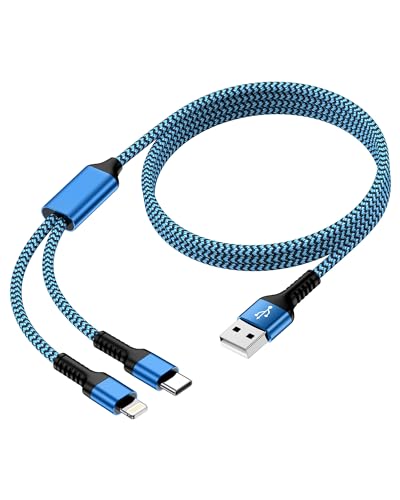 Multi Charging Cable USB to USB C and Lightning Cable, 2 in 1 Charger Cable