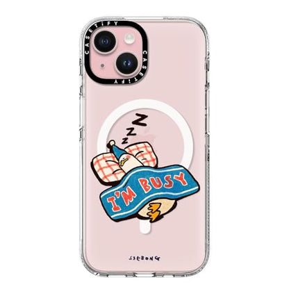 CASETiFY for iPhone 15 Case - Impact Clear Compatible with MagSafe | Not Yellowing | 6.6 ft. 3X Military Grade Drop Protection | I'm so busy | Clear - color: I'm so busy, size: Iphone 15 (6.1")