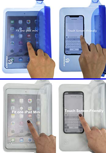 Freegrace Waterproof Pouches with Waist Strap / Pouch Case Bundle Set- Keep Your Phone & Valuables Dry and Safe - Waterproof Dry Bags for Boating Swimming Snorkeling Kayaking Beach Water Parks Pool - color: Blue & White