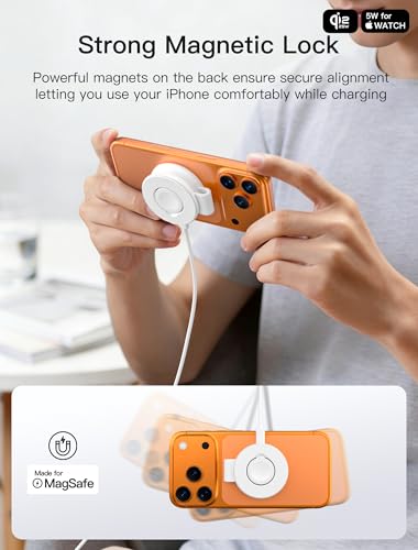 2 in 1 Magnetic Wireless Charger, Qi2 25W Fast Charging Pad for MagSafe - color: White