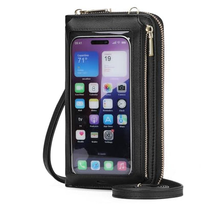 GOIACII Phone Purse Crossbody Bags for Women Small Travel Wallet Touch Screen RFID Blocking - color: A01 Black