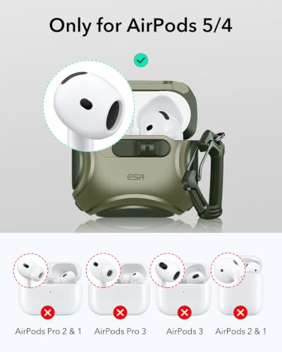 ESR for AirPods 5/4 Case, Compatible with MagSafe, Army Green - color: Army Green, size: AirPods 5&4 Case