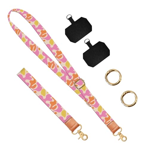 Phone Lanyard Crossbody Wrist Strap, Universal Adjustable Neck Strap for Phone Case Keys ID Badges, Travel Essential - color: Cute Pink Shape