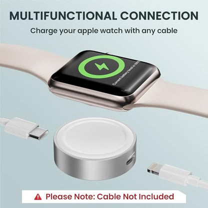 RUXELY Magnetic Charger 5W for Apple Watch 12,USB C iWatch Charger Adapter - color: Silver