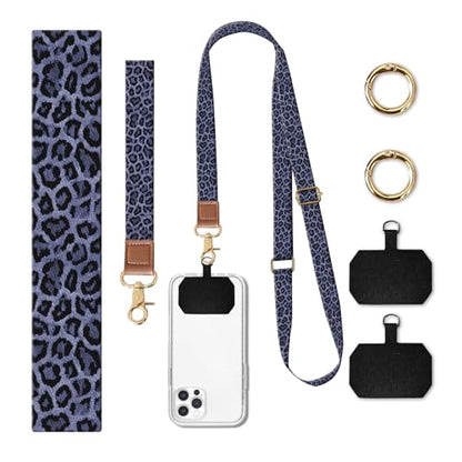 Phone Lanyard Crossbody Wrist Strap, Cute Cell Phone Lanyards for around the Neck Wristlet Wrist Strap - color: Luxury Purple Leopard