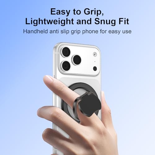 Magnetic Phone Ring Holder for MagSafe Dual-Side 360° Rotation Strong Magnet Finger Cell Phone Ring Grip Stand MagSafe Kickstand for iPhone 17 Pro Max/17 Pro/17/16/15/14/13/12,Samsung,Android,iPad