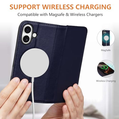 for iPhone 17 Wallet Case 6.3" Flip Card Holder Kickstand Darkblue - color: Darkblue, size: 6.3" iPhone 17