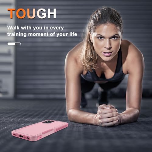 Case Compatible with Moto G 5G 2024, Full Body Heavy Duty Rugged Shockproof Protective Phone Cover with Lanyard Strap, Tempered Glass Screen Protector, Cute Pink | with Tempered Glass Screen Protector+Lanyard Strap,Rugged Shockproof Protective Phone Case