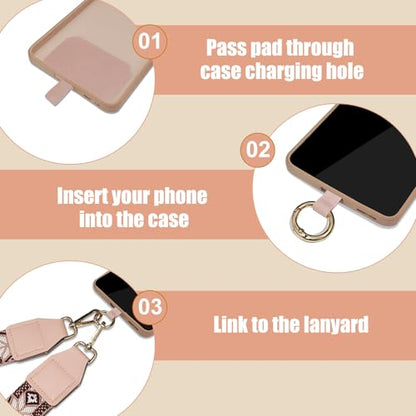 Cell Phone Lanyard with Wallet - Anti-Theft Crossbody Adjustable Phone Strap for Most Smartphones, for Men & Women - color: Pink