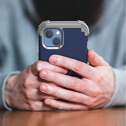 IDweel for iPhone 15 Case with Screen Protector,Luxury 3 in 1 Shockproof Slim Fit Hybrid Heavy Duty Protection Glitter Hard PC Cover Soft Silicone Bumper Full Body Case,Dark Blue/Grey - color: Dark Blue/Grey