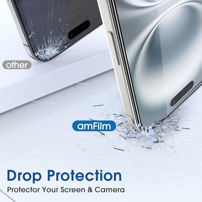 amFilm OneTouch for iPhone 16 Screen Protector 6.1'' Tempered Glass - size: IPH16-6.1”