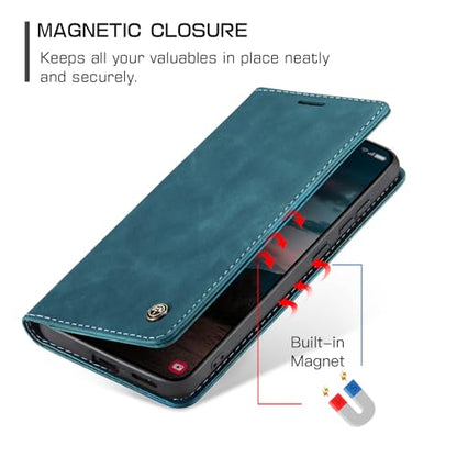 Compatible with Samsung Galaxy S26 Plus Case with Card Holder, Kickstand Protective Flip Folio Leather Wallet Case for Galaxy S26+ Plus 5G 6.7 inch (Blue) - color: Blue, size: S26 Plus 6.7 Inch