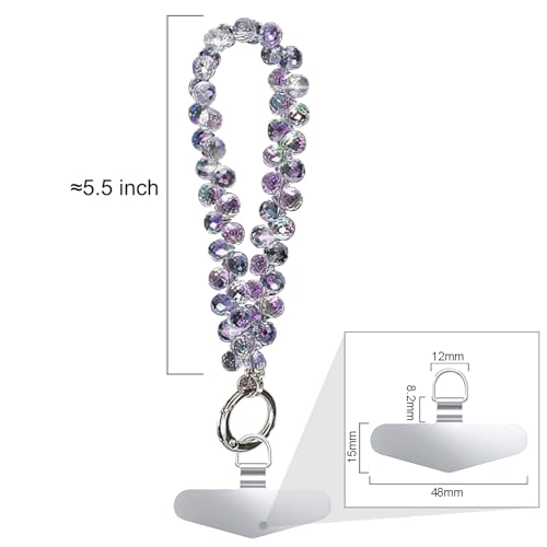 TENOC Beaded Phone Wrist Strap, Purple - color: A-purple