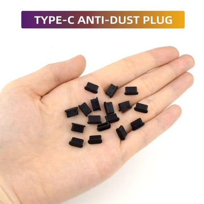 50 Pack Type C Anti Dust Plugs USB C Dust Cover Silicone USB C Dust Plug Type-C Charging Port Protector Compatible with iPhone 15 Samsung Galaxy S20 S21 S22 S23 Pixel MacBook USB C Cover Cap (Black)
