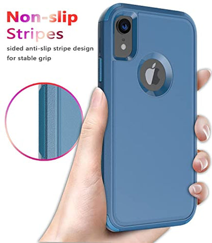 Diverbox for iPhone Xr Case [Shockproof] [Dropproof] [Dust-Proof],Heavy Duty Protection Phone Case Cover for Apple iPhone XR - color: Blue-3in1