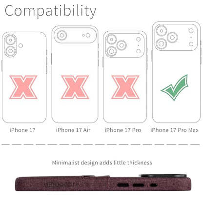 Dockem Card Case for iPhone 17 Pro Max with Magnetic Mounting Plate, Camera Control Button, Wallet with 2 Holder Slots: M2 Luxe Canvas-Style Synthetic Leather (Burgundy) - color: Burgundy, size: 17 Pro Max