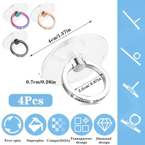 Ymapinc Cell Phone Ring Holder, Phone Case Ring, Bling Phone Ring Holder Grip with Rhinestone Finger Grip 360° Rotation Compatible with Phones Tablets Case