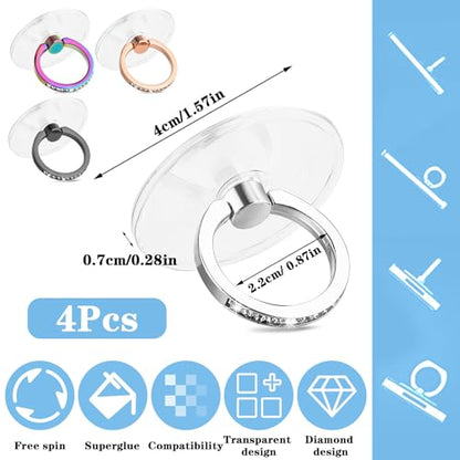 Ymapinc Cell Phone Ring Holder, Phone Case Ring, Bling Phone Ring Holder Grip with Rhinestone Finger Grip 360° Rotation Compatible with Phones Tablets Case