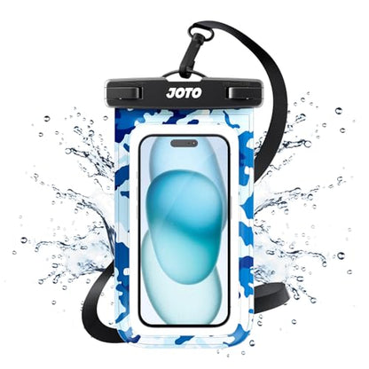 JOTO Up to 7" Universal Waterproof Phone Case for iPhone 17 Air 16 15 14 13 12 11 Plus Pro Max, IPX8 Cellphone Dry Bag XR X SE, Galaxy S23 S22 S21 S20+ S20 S10 Plus Note, Pixel -CamoBlue - color: CamoBlue, size: 1 Pack