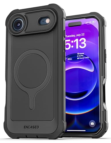 ENCASED for iPhone Air Case with Built-in Screen Protector, Compatible with MagSafe - Military Grade Protection with 360 Rugged Full-Body Coverage (Black) - size: iPhone Air