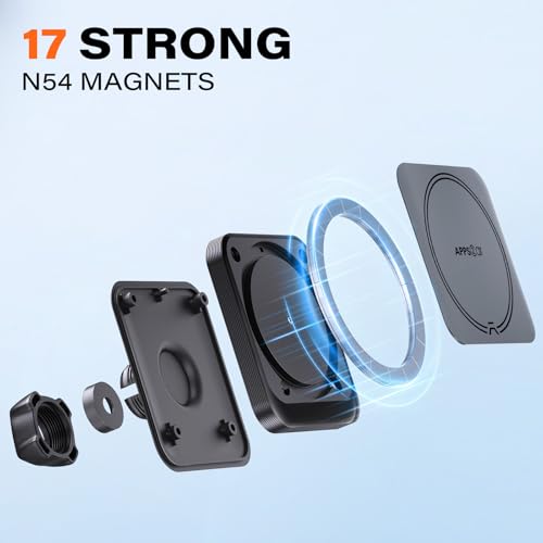 APPS2Car for MagSafe Car Mount, Magnetic Phone Holder with Suction Cup