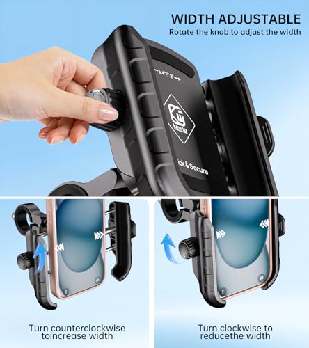 Kewig Motorcycle Phone Mount Holder with Aluminum Alloy Mounting Base