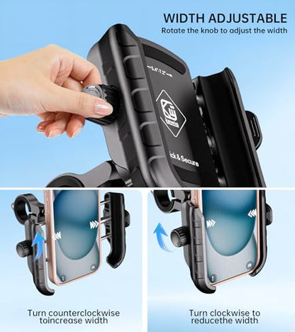 Kewig Motorcycle Phone Mount Holder with Aluminum Alloy Mounting Base