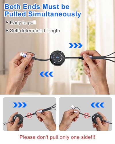 Retractable Multi Charging Cable 100W - 3 in 2 Travel Portable Retractable Charger Cords with 2 USB C and iWatch Charger Port for iPhone 17/16/15 Series, iPad, Apple Watch 11/10/9/8/7/SE Series, 4FT