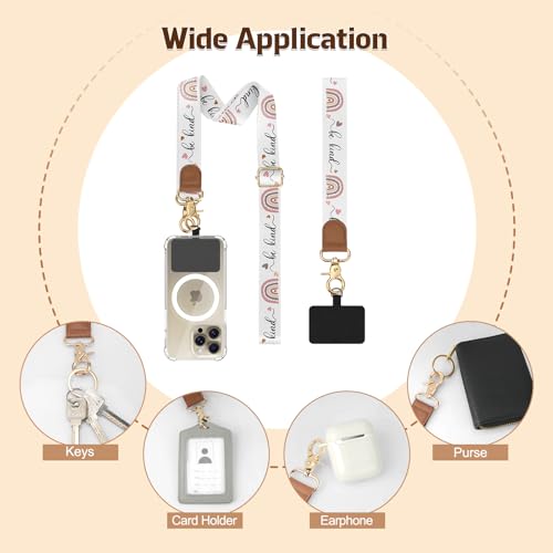 TiMOVO Phone Lanyard Crossbody Wrist Strap, Adjustable Anti-Theft Strap for Smartphone Case - color: Be Kind+rainbow