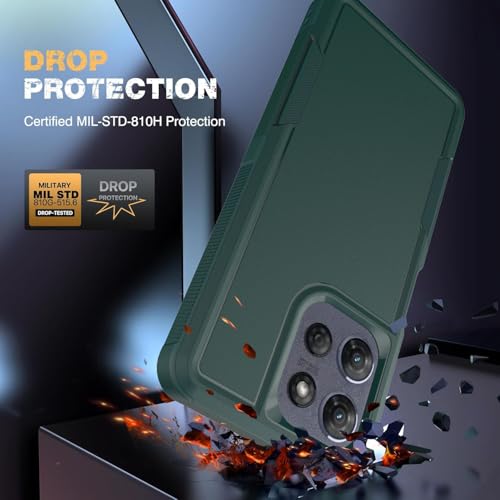 for Moto G 2025 Case, Motorola Moto G 5G 2025 Case, with Glass Screen Protector, 15ft Military-Grade Drop Protection, Dual Layer Full Body Shockproof Phone Case, Green